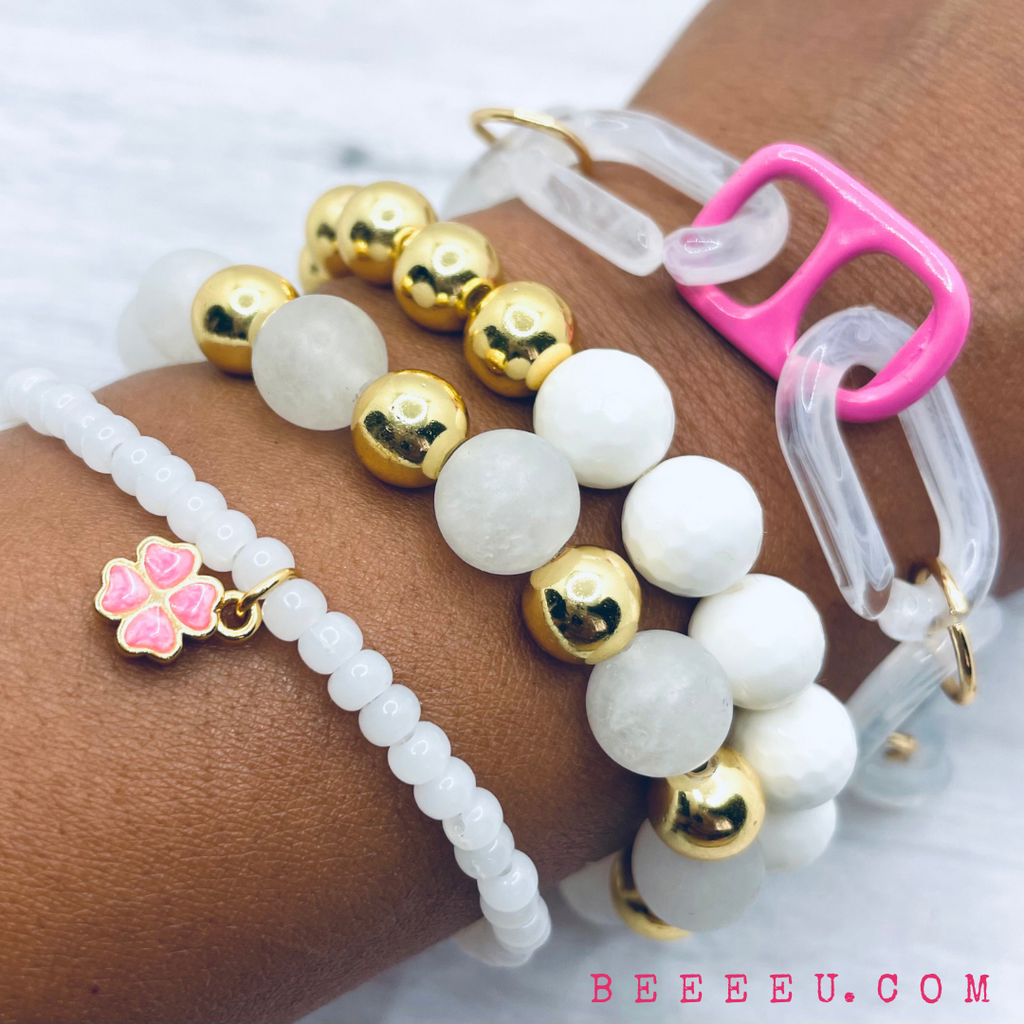 beeeeu pink link bracelet set