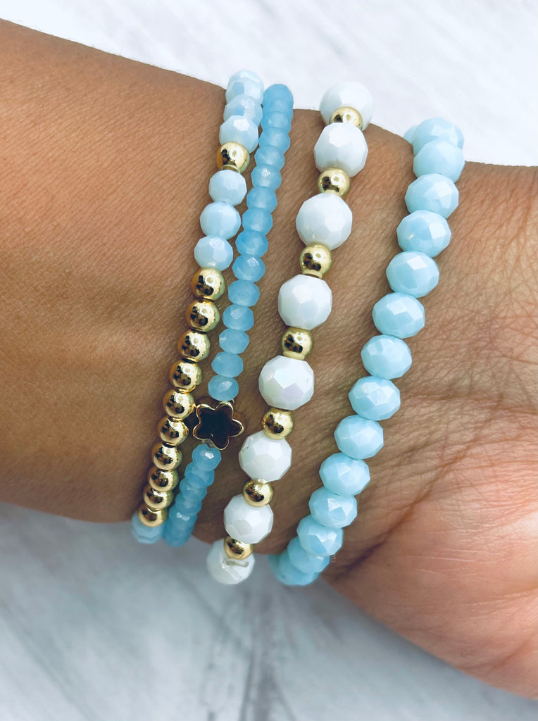 beeeeu blue link bracelet set with gold