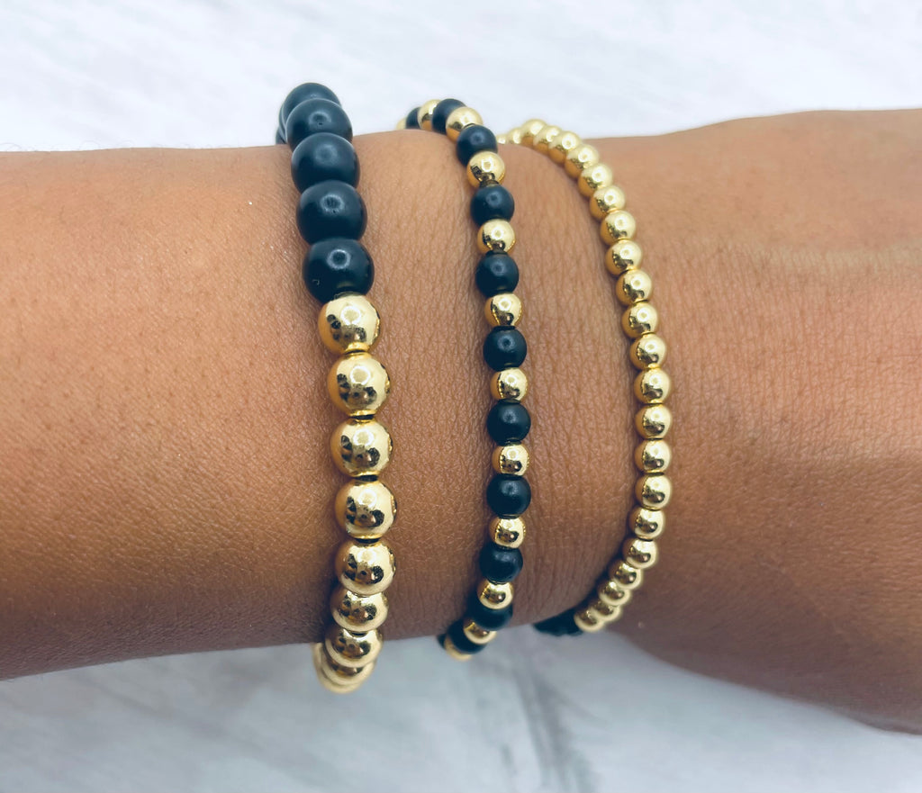 black gold bead bracelet set summer sexy beeeeu